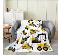 Engineering Car Throw Blanket Print Digger 3D Fleece Blanket Bulldozer Boy, Fluffy Soft Flannel Blankets Bed Couch and Sofa Warm Blanket 100x130 cm for Bedroom living Room