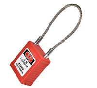 Engineering Safety Padlock, Rope Long Beam Lockout Tag Out Isolation Lock with 2 Keys and Back Label Stainless Steel Rope Lock Beam