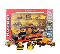 (Engineering Vehicle) 7 PCS Alloy Plastic Diecast Engineering Vehicle Ambulance Polices Car Model Toy Set for Children Gift