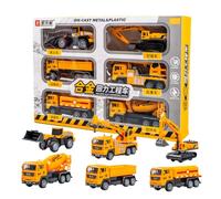 Engineering Vehicle Toy | Engineering Excavator Model | Alloy Pull Back Toys, 6X Crane Excavator Heavy Duty Toys For Kids Boys Girls For Ages 4-6
