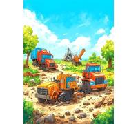 Engineering Vehicles Puzzle 1000 Pieces, Paper Puzzles, Puzzle for Adults and Children 12 Years, DIY Large Puzzle Mats, Premium Quality Classic Paper Jigsaw, Home Wall Decor Landscape 38x52cm