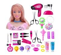 Engineerkiter Kids Hairdressing Makeup Doll Head Pretend Playset 34Pcs Deluxe Styling Head with Hair Dryer Accessories 2025 Christmas for Girls