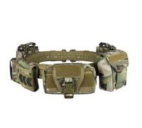 Engineerkiter Tactical Belt Outdoor Patrol Multifunctional Molle, 5 in 1 Quick Release Tactical Duty Belt Nylon Detachable Adjustable Tactical Belt with Accessories Bag (CP Camo)