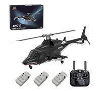 Engineerkiter WOLFBUSH AW-911 RC Helicopter with Altitude Hold, 1/34 2.4G 9CH Flybarless Remote Control Helicopter with 6G/3D Stunt GPS Positioning Aircraft Outdoor Flying Model