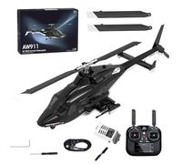 Engineerkiter WOLFBUSH AW-911 RC Helicopter with Altitude Hold, 1/34 2.4G 9CH Flybarless Remote Control Helicopter with 6G/3D Stunt GPS Positioning Aircraft Outdoor Flying Model