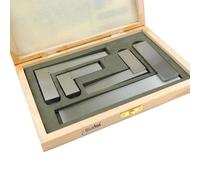 Engineers Square Set, 4-Piece with Wooden Case, 50,75,100,150 mm (2 Inch, 3 Inch, 4 Inch, 6 Inch) | Precision Measuring Tool | Engineering Square Steel | 2 Inch to 6 Inch Squares