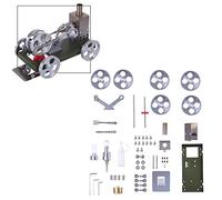 ENGINEMECH Hot Air Stirling Engine Motor Model, DIY Metal Stirling Engine Model Kit with Motor & LED Lights - Working Heat Engine Science Demonstration Desktop Decoration Toy for Adults & Teen