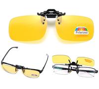 Enginess® 100% Polarised Clip On Sunglasses Over Prescription Rimless Glasses For Men Women, Flip up Driving Glasses,UV400 Protection | Anti Glare | High Definition Vision | Safe Driving | Yellow