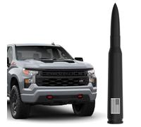 Engirette American Flag Car Truck Bullet Antenna Replacement Automatic Car Wash Safety Anti-Theft Design for GM Chevy Silverado GMC Sierra 1500 2500 3500 HD Avalanche Accessories 1999-2025 Matte Black