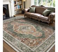 Engiw-Sage Green 8x10 Area Rugs for Living Room Bedroom Rug Machine Washable Rug Carpet Vintage Retro Oriental Dining Room Rugs Easy Clean Non Slip Farmhoue Rust Mint