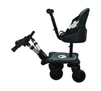 Englacha 2-in-1 Cozy 4-Wheel Rider, Black - Child Rider Stroller Attachment with Saddle Seat and Standing Platform - Universal Fit for Most Prams - Quick and Easy to Use - Designed for Safety