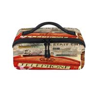 Englan London Theme Vintage Travel Makeup Bag Portable Waterproof Pouch Open Flat Toiletry Bags Toiletries Cosmetics Traveling Organizer for Women Men