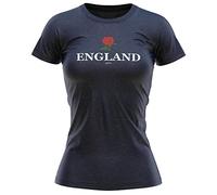 England 1871 Womens T Shirt English Rose Nations Supporters Rugby Tee Top, M, Navy