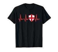 England 2024 English Flag Heartbeat Proud T-Shirt, Men, Black, 6X-Large