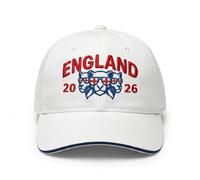 England 2026 Embroidered Baseball Cap - White Three Lions Fan Hat, World Cup Merchandise, Patriotic England Football Gift for Men & Women (White and Blue)