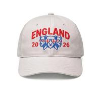 England 2026 Embroidered Baseball Cap - White Three Lions Fan Hat, World Cup Merchandise, Patriotic England Football Gift for Men & Women (Grey)