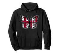 England and Canada Butterfly Half English Canadian Roots Pullover Hoodie