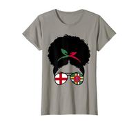 England and Dominica Mix Afro Hair Half English Dominica T-Shirt
