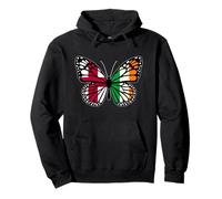 England and Ireland Butterfly Half English Irish Roots Pullover Hoodie