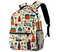 England Architecture Printed Large Travel Backpack Multiple Pockets Adjustable Straps Causal School Backpack Unisex Work Daypack