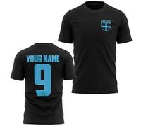 England Away Mens T Shirt Custom Name and Number Blue Football Badge Team Europe Champion 2025 Tee, L, Black