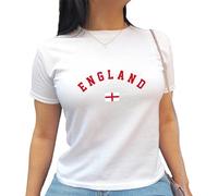 England Baby Tee for Women St Georges Cross Football Fan Short T Shirt, M, White