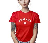 England Baby Tee for Women St Georges Cross Football Fan Short T Shirt, XL, Red