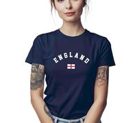 England Baby Tee for Women St Georges Cross Football Fan Short T Shirt, XS, Navy