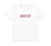 England Baby Tee Womens - 'Teach Me The Offside Rule' Slogan Crop Cotton T-Shirt - Fitted Y2K Style Ladies Top - White Short Sleeve