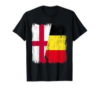 England Belgium Half Flag English Belgian Jersey T-Shirt