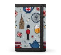 England Big Ben British London Trifold Wallet Portable Slim Purse Wallet Card Holder with Zip for Men Women