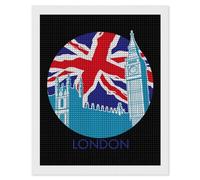 England Big Ben Flag Diamond DIY Painting Kits Square Full Drill Digital Art Craft for Home Office Wall Decor 16"x20"