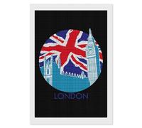 England Big Ben Flag Diamond DIY Painting Kits Square Full Drill Digital Art Craft for Home Office Wall Decor 8"x12"