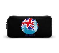 England Big Ben Flag Large Capacity Pencil Cases with Zippered Portable Pen Pouch Makeup Bag Office Supplies