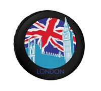 England Big Ben Flag Spare Tire Cover Waterproof Oxford Cloth Adjustable Foldable Wheel Protector