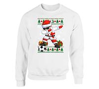 England Christmas Mens Sweatshirt World Cup 2025 Football Boys Pullover Jumper Funny Santa Dab Dabbing Novelty Unisex Gift Girls Kids Sweat Printed Design White - Youth Medium (Age 7-8)