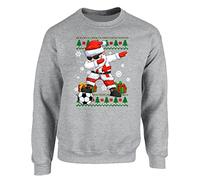England Christmas Mens Sweatshirt World Cup 2025 Football Boys Pullover Jumper Funny Santa Dab Dabbing Novelty Unisex Gift Girls Kids Sweat Printed Design Sport Grey - Youth Small (Age 5-6)