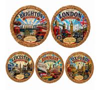England Cities Cork Fridge Magnet Handmade 6 cm Brighton Oxford Leicester Birmingham London (Leicester, Fridge magnet)