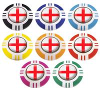 ENGLAND CRESTED VEGAS STYLE POKER CHIP GOLF BALL MARKER. RED OUTER.