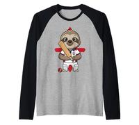 England Cricket Sloth Sports Fan Animal Country Flag Raglan Baseball Tee