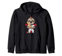 England Cricket Sloth Sports Fan Animal Country Flag Zip Hoodie