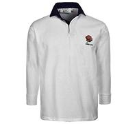 England English Retro Rugby Active wear Polo Shirts Tops Adults Sizes S M L XL XXL 3XL 4XL 5XL Full Sleeve with Rib Cuff (White, XLarge)