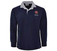 England English Retro Rugby Active wear Polo Shirts Tops Adults Sizes S M L XL XXL 3XL 4XL 5XL Full Sleeve with Rib Cuff (Navy, XLarge)