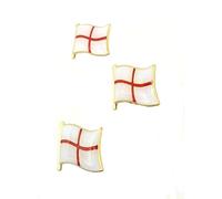 England English St Georges Cross Red Metal Enamel Country Flag Pin Badge Pack of 3