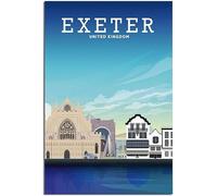 England Exeter Gothic Exeter Cathedral Art Print Vintage Travel Poster Retro Wall Art Canvas Poster Home Decor Room Decor Unframed 30x45cm