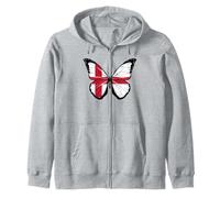 England Flag Butterfly British Isles English Flag UK Zip Hoodie