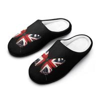 England Flag Butterfly Men's Cotton Slippers Indoor House Shoes Warm Gift for Travel Bedroom Hotel 13-14（46-47）