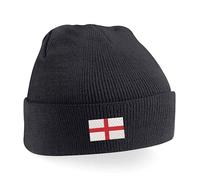 England Flag Embroidery Beanie Hat for Kids | St George’s Cross Children’s Winter Cap | Unisex Soft Knit Headwear Red