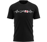 England Flag Heartbeat Rugby T Shirt Mens English Football Rugby Supporter Tee Top, M, Black