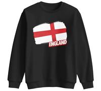 England Flag Kids Sweatshirt St. Georges Cross Design Unisex Crewneck Pullover Fit England Pride Clothing for Boys and Girls, 9-11 Years, Black
